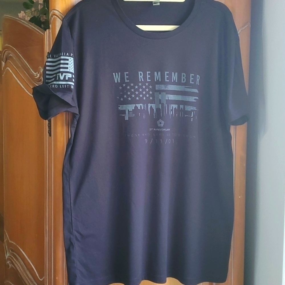 9/11/01, 21 anniversary black tee shirt We Remember Those who left us too‎ soon.
